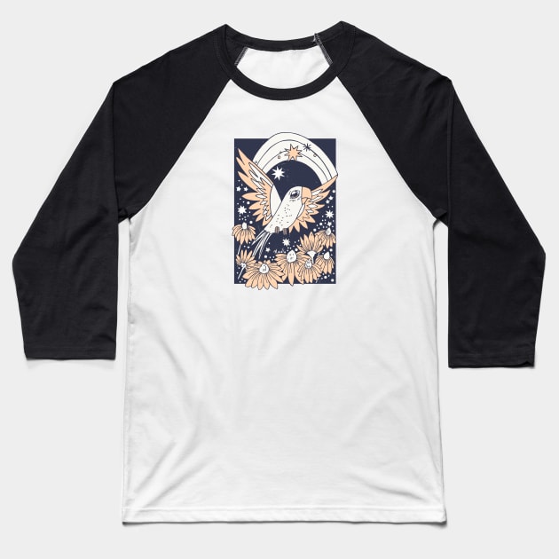 Nocturnal Call Baseball T-Shirt by Nadia D